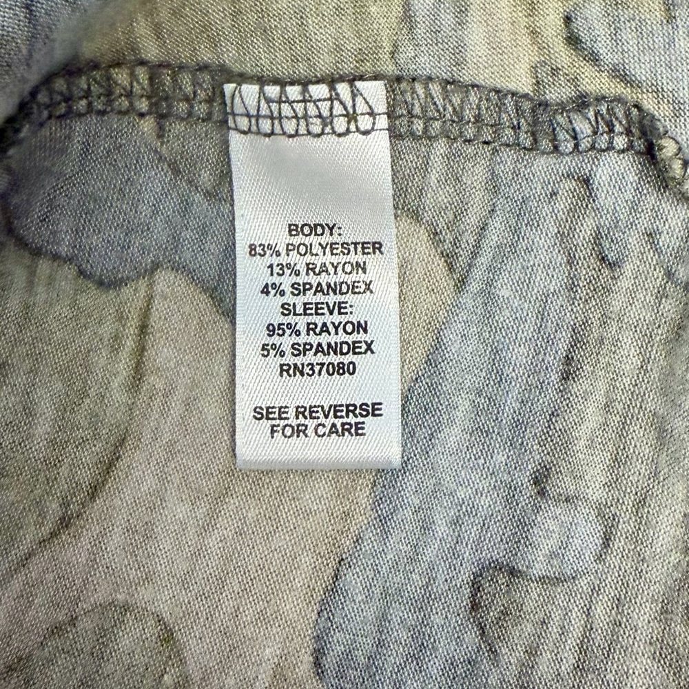 Est 1946 Women’s 3X, 22/24W Plus Camo Raglan 3/4 Rouched Sleeve Top Scoop Neck‎ - Picture 6 of 10